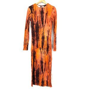 Ted Baker Tallia orange black bodycon tie dye maxi dress festival stretch 1 4